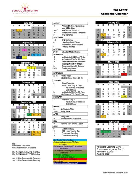 District 197 Calendar